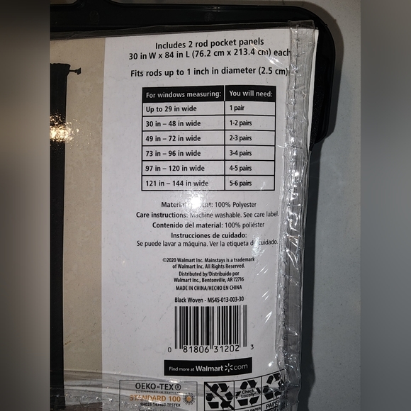 Mainstays 84 inch Room Darkening Panel Pair Curtains 2 Panels Brand new - Picture 4 of 4